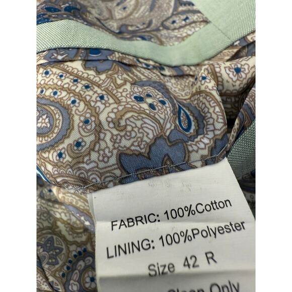 Alan Flusser Mens Two Button Blazer Jacket Green sage light 100% Cotton Size 42R - Picture 2 of 7